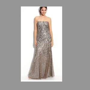 Adrianna Papell  Sequined Strapless Mesh Gown